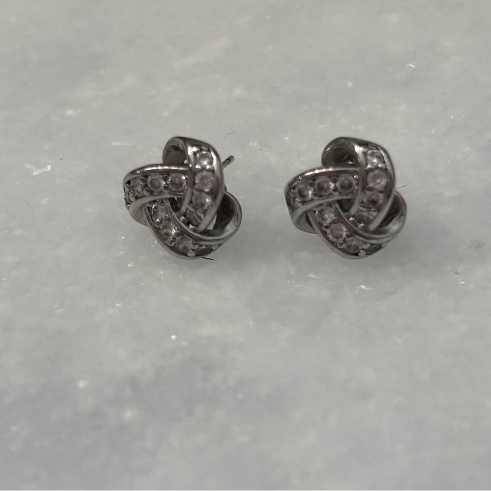 Elegant Silver Love Knot Earrings